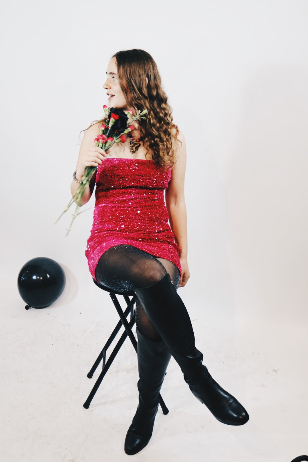 Pink Sequin Mini Dress