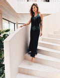 Vintage Midnight Beaded Halter Dress