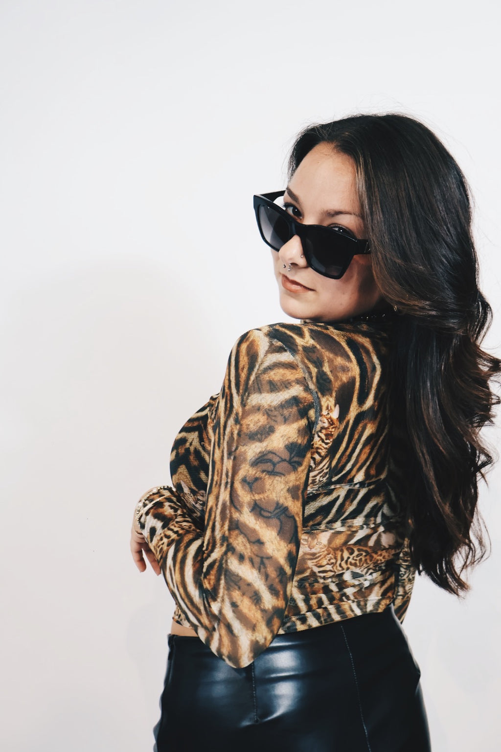 Cheetah Mesh Top