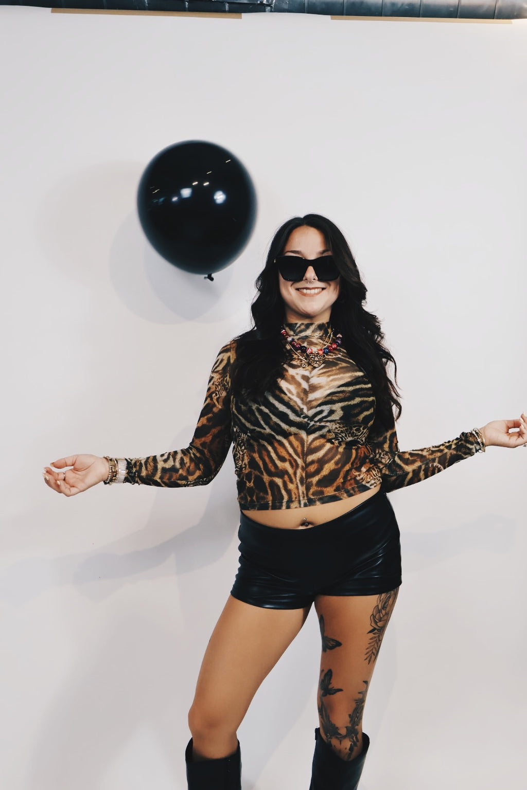 Cheetah Mesh Top