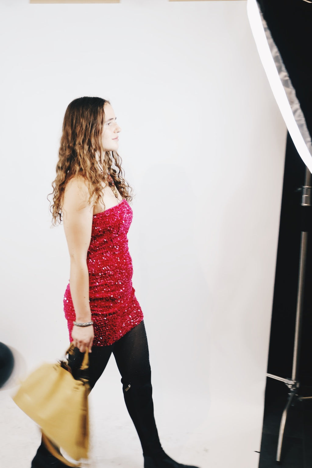 Pink Sequin Mini Dress